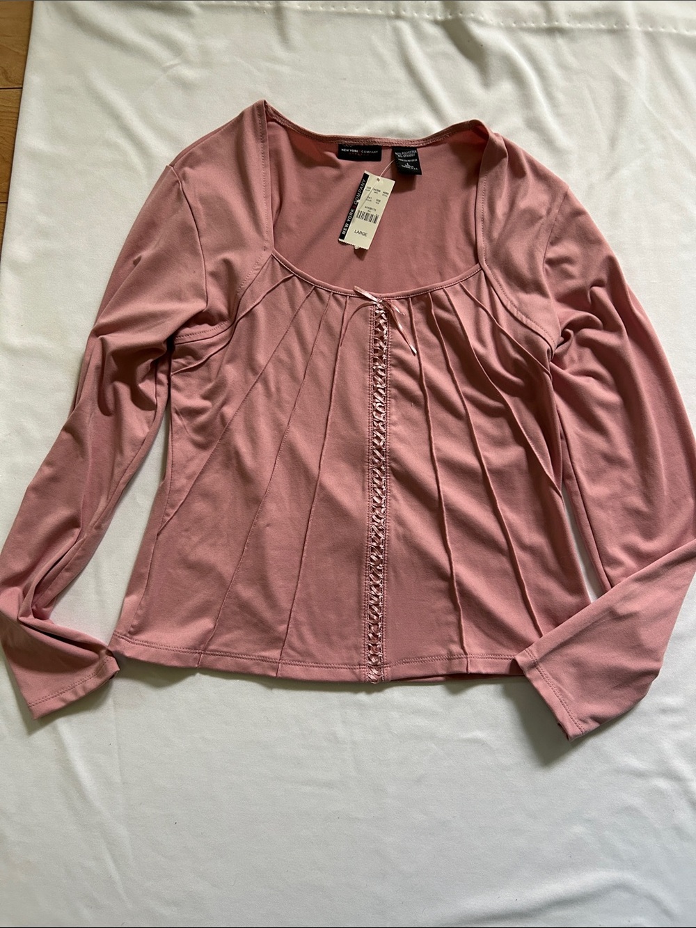 Vintage New York & Company Pink Scoop Neck Long Sleeve Top